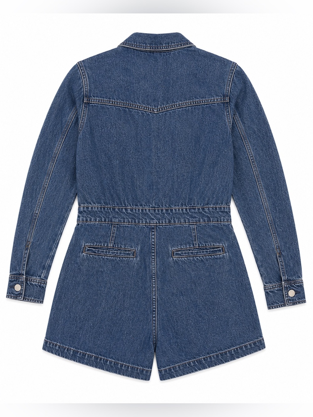 Universal Thread Women’s Denim Utility Romper Long Sleeve Button Front Blue - Picture 3 of 12
